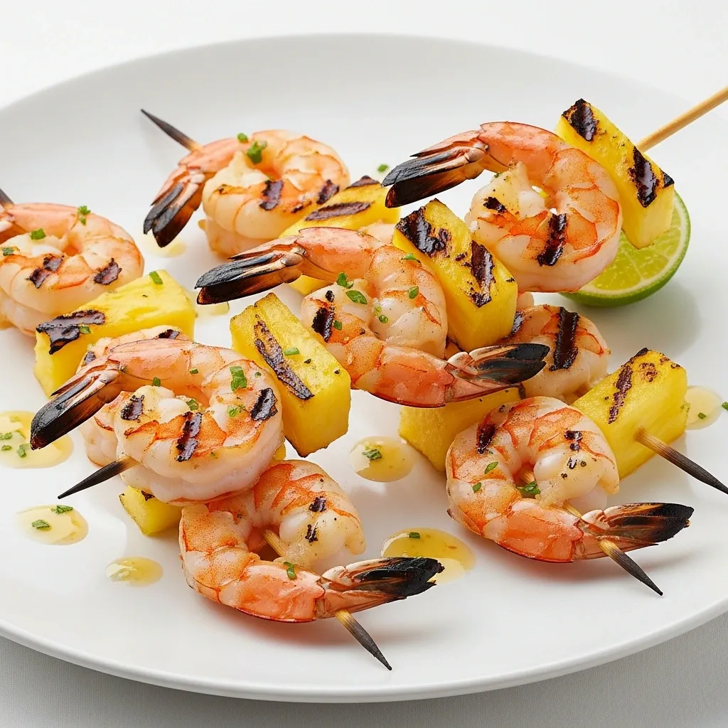 Brochettes de Crevettes et Ananas à la Plancha
