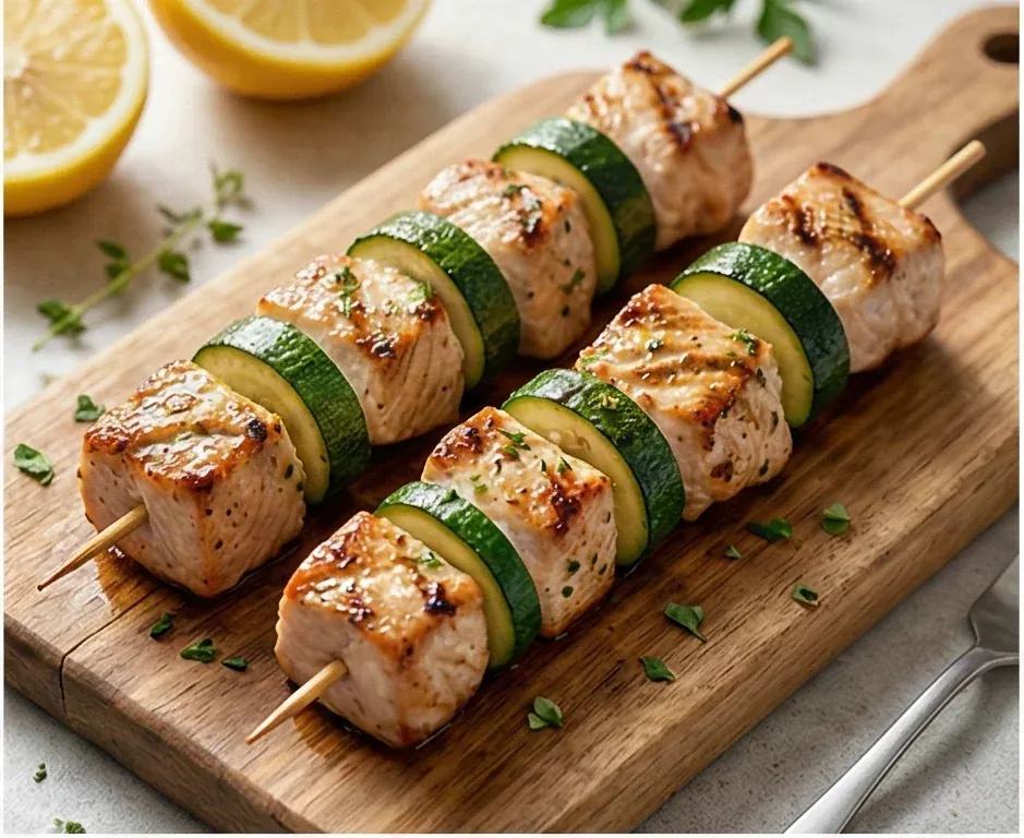 Brochettes de Dinde et Courgette au Citron