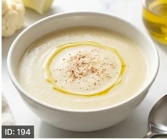 Velouté de chou-fleur et poireau à la noix de muscade