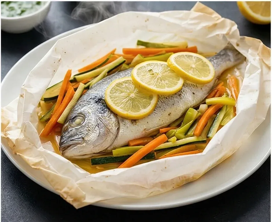 Dorade en Papillote aux Petits Légumes en Julienne
