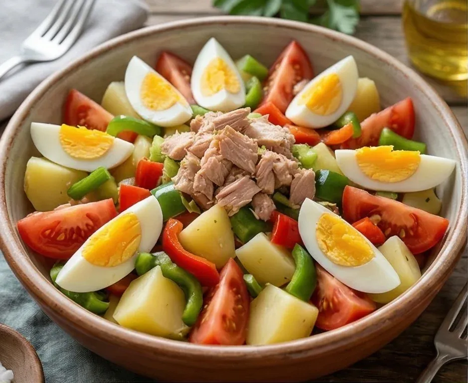 Salade Paysanne de Pommes de Terre, Poivron, Tomate et Thon au Naturel