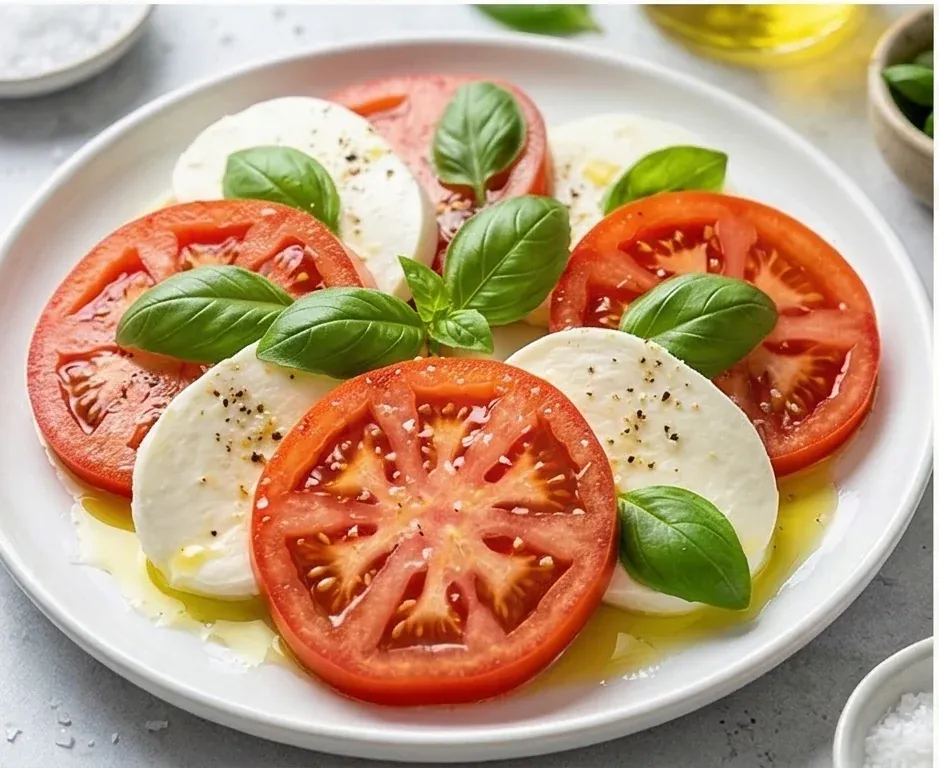 Salade Caprese aux Tomates de Saison et Mozzarella Allégée