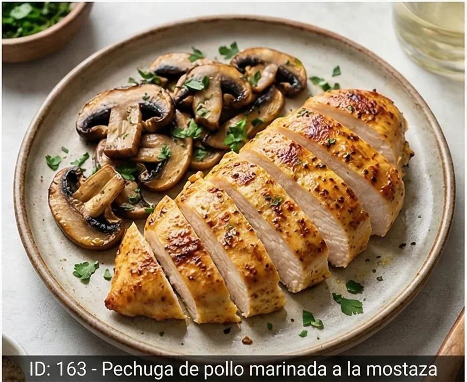 Blanc de poulet mariné à la moutarde et champignons