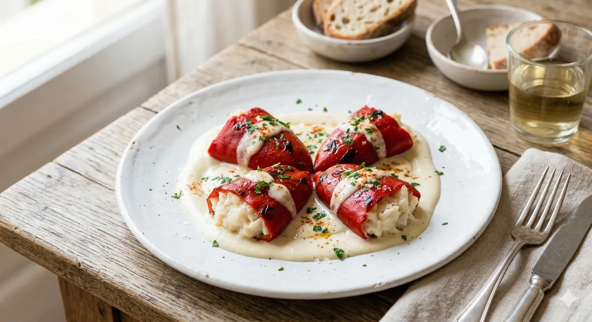 Poivrons Piquillo Farcis à la Morue et aux Crevettes