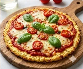 Pizza à Base de Chou-fleur, Tomate et Mozzarella Light