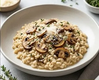 Risotto d'Orge aux Champignons et au Thym