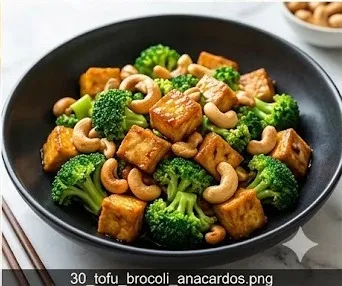Sauté de Tofu Mariné au Brocoli et Noix de Cajou