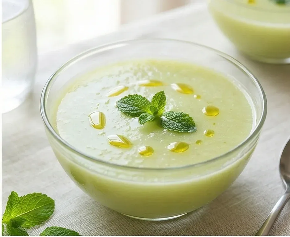 Soupe froide au melon et menthe fraîche
