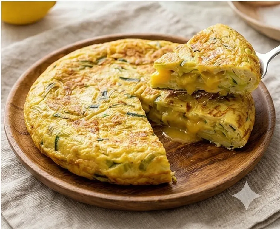 Omelette Juteuse à la Courgette et au Poireau
