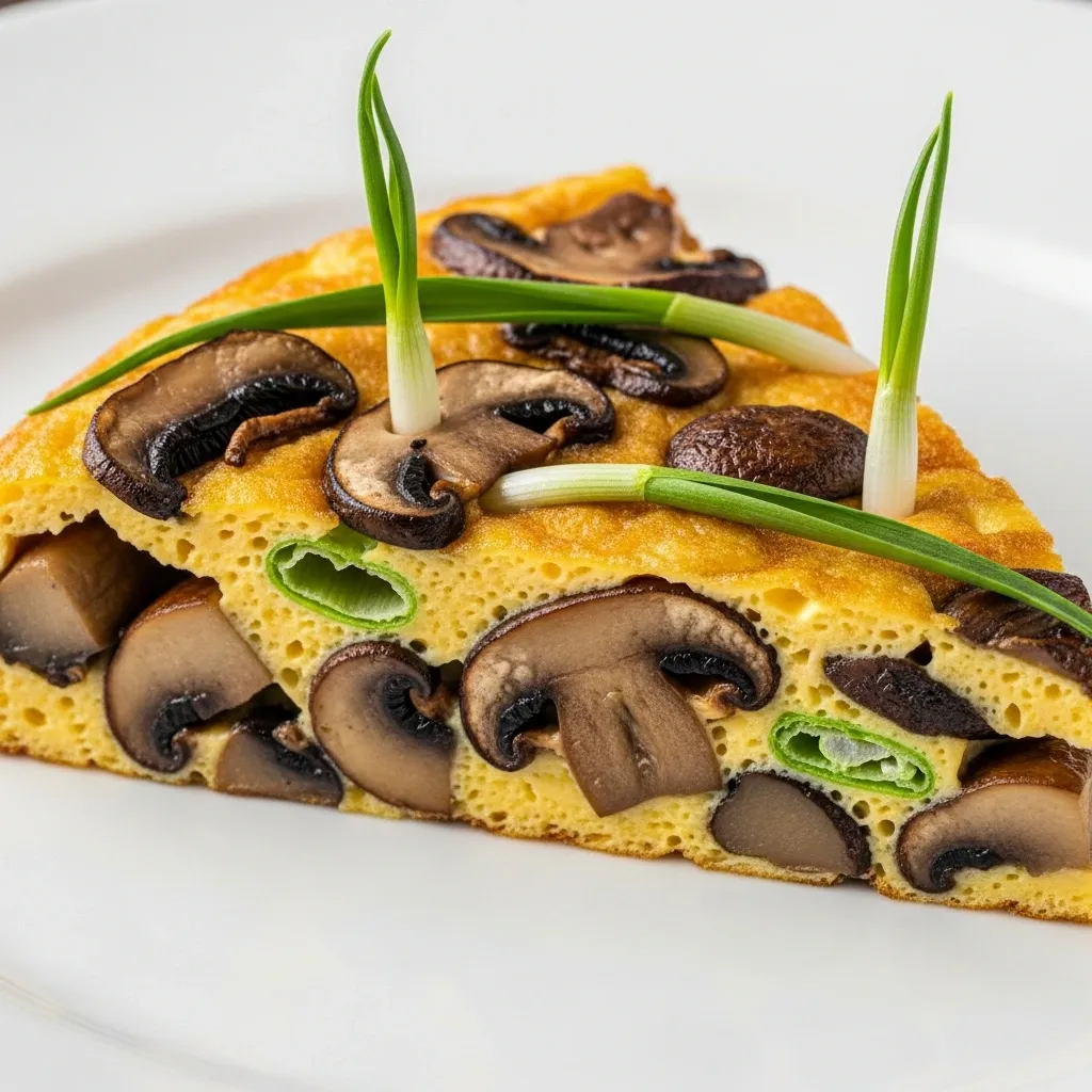 Omelette Juteuse aux Champignons et Jeune Ail