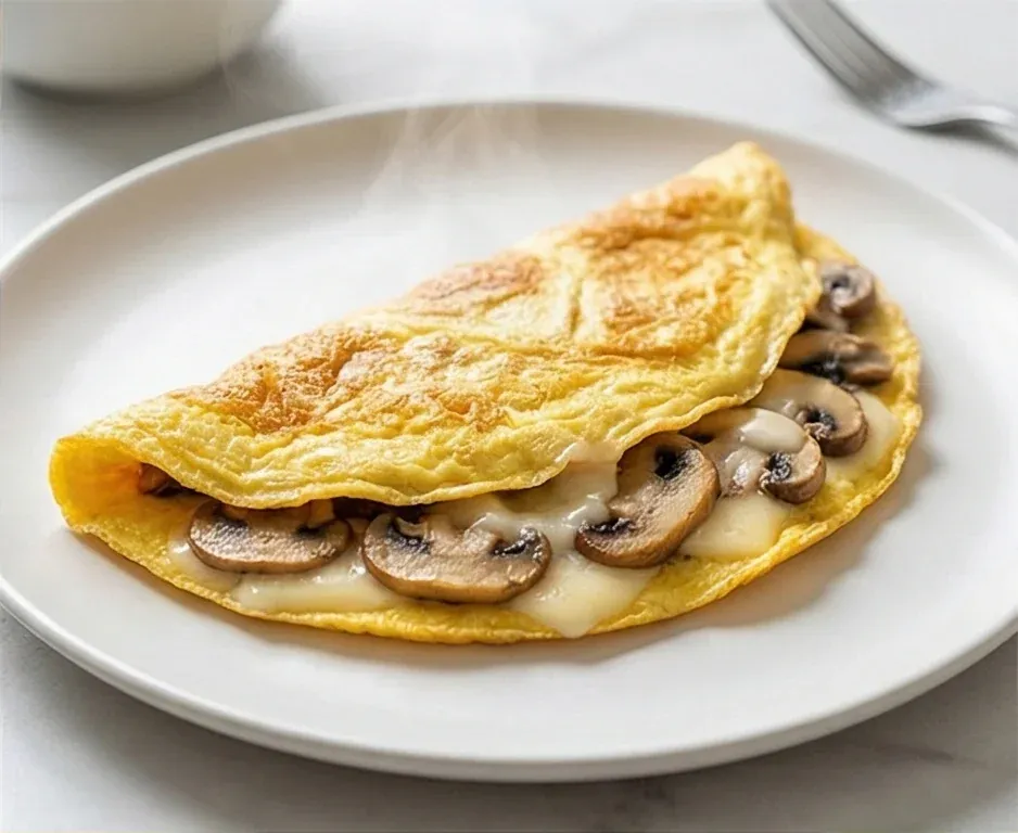 Omelette Française Farcie aux Champignons et Fromage Allégé