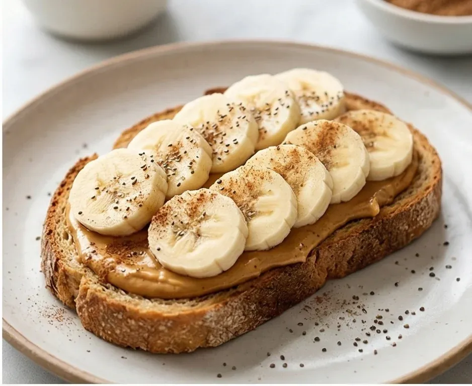Tartine de pain complet au beurre de cacahuète et banane